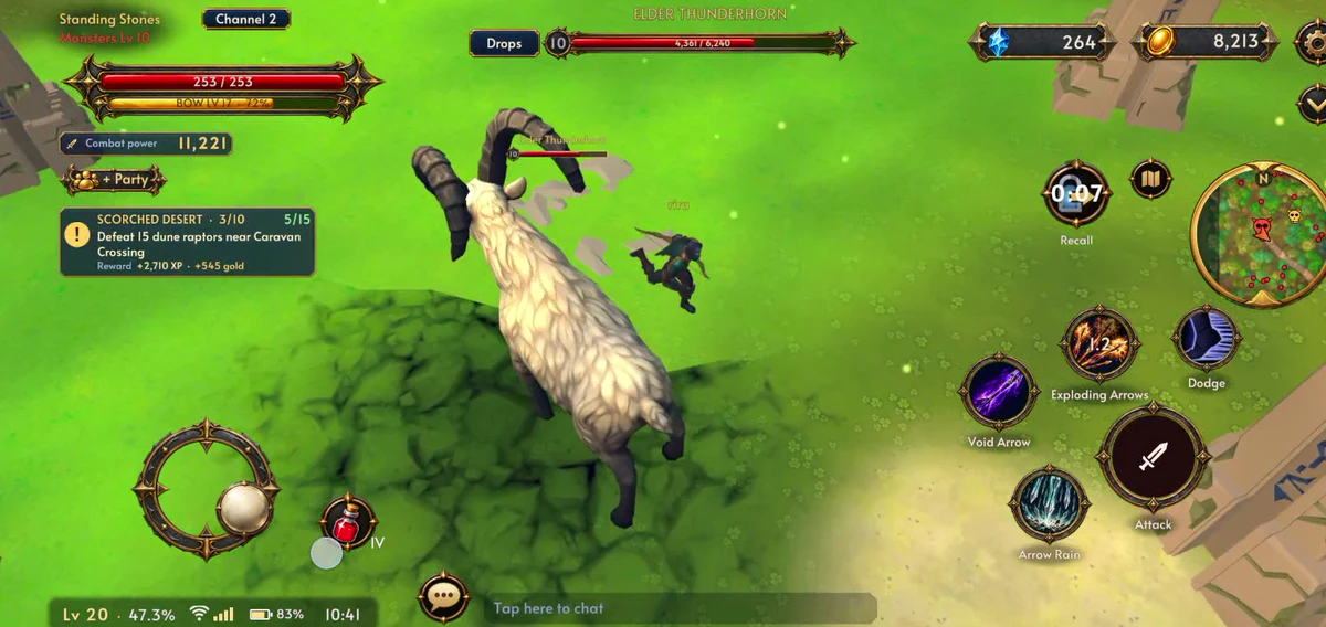 A player facing a large boss in Dragonoa